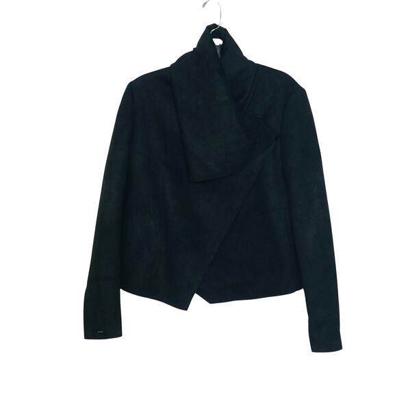 Anne Klein Faux Suede Waterfall Jacket Black Small - Picture 2 of 8